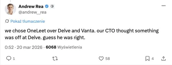 Screenshot excerpt of Andrew Rea’s original X post