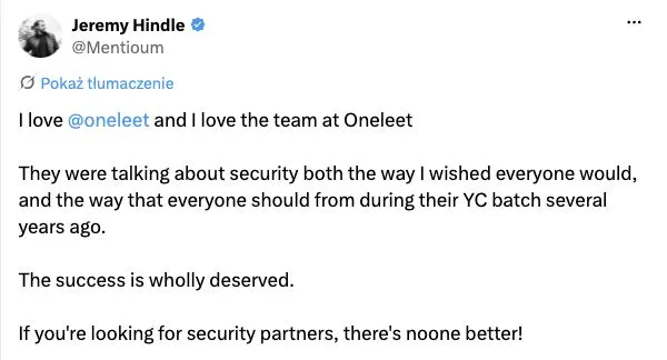 Screenshot excerpt of Jeremy Hindle’s original X post